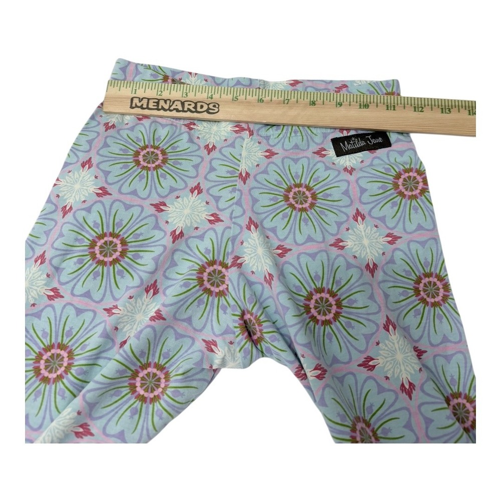 Boho Matilda Jane Leggings Girls 12 Blue Floral Polka Dot Ruffle Hem Striped - Picture 8 of 8
